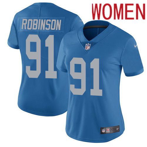 Cheap Women Detroit Lions 91 AShawn Robinson Nike Blue Alternate Vapor Limited NFL Jersey